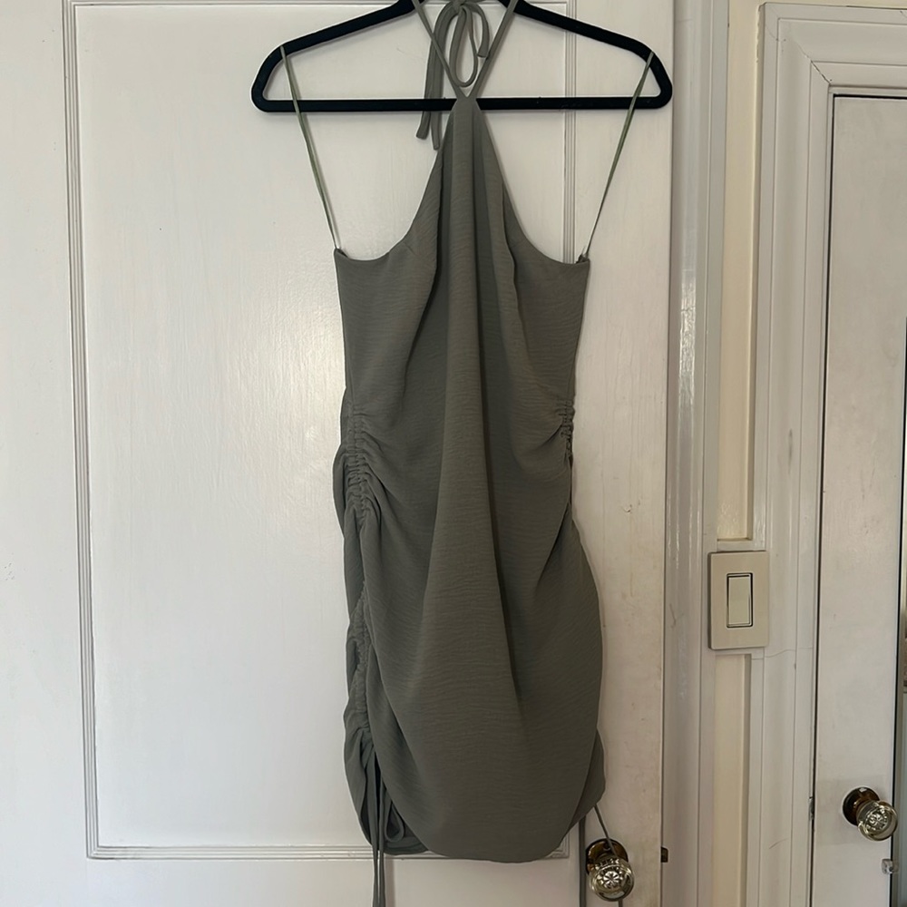 Halter neck ruched mini dress size M